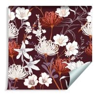 Tapeta Polne Kwiaty Liście Rośliny w Stylu Vintage Retro