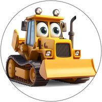 Opłatek na tort Urodziny Koparka Spych Spychacz Ładowacz Maszyna Budowlana