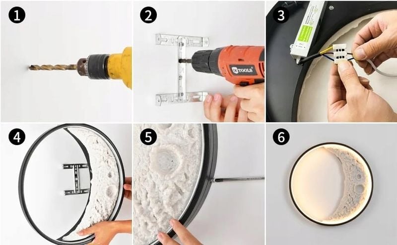 Plafon okrągły dekoracyjny Lampa Led na ścianę Księżyc 40 cm 3D Moon zdjęcie 10