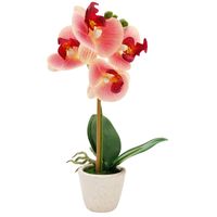 STORCZYK SZTUCZNY W DONICZCE RÓŻOWY ORCHIDEA KOMPOZYCJA DEKORACYJNA 30cm