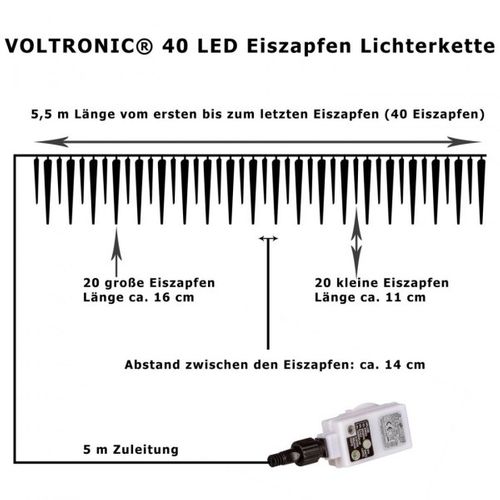 Lampki sople 40 LED zimna biel z programatorem na Arena.pl