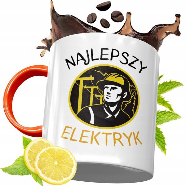 Kubek Pomarańczowy Dla Elektryka Idealny Prezent Z Nadrukiem Ze Zdjęciem zdjęcie 1