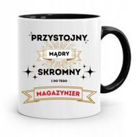 Kubek Czarny Dla Magazyniera Przystojny Mądry Z Nadrukiem Ze Zdjęciem