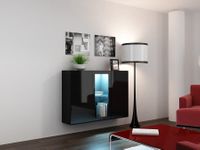 VIGO czarna - komoda z LED podwieszana - fronty czarny połysk