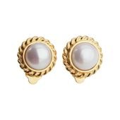 Klipsy - Perły białe koło w srebrze złoconym