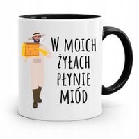 Kubek Czarny Dla Pszczelarza W Moich Żyłach Miód Z Nadrukiem Ze Zdjęciem