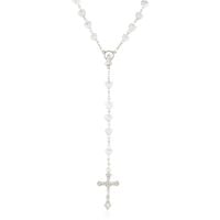 Różaniec białe serduszka