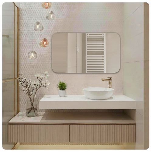 LUSTRO 90x80 cm ZAOKRĄGLONE ROGI BEZ OŚWIETLENIA ŁAZIENKOWE BEZ RAMY na Arena.pl