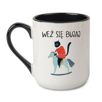 KUBEK "WEŹ SIĘ BUJAJ" Wzór - Elegant Coffee Czarny 330 ml
