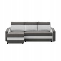 KANAPA NAROŻNIK ORION SZARY BIAŁY Wygodna Rogówka Rozkładana BONELL