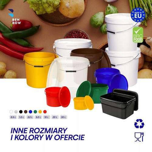 Wiadro na żywność 30L Czerwone z rączką i pokrywą na Arena.pl