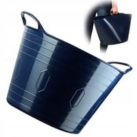 KADAX Kosz Plastikowy Na Pranie Uniwersalny 42L Kwadratowy Uchwyty Granat