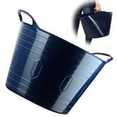 KADAX Kosz Plastikowy Na Pranie Uniwersalny 42L Kwadratowy Uchwyty Granat