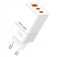 Ładowarka sieciowa Beline 65W GaN 2xUSB-C PD 3.0 + 1xUSB-A QC 3.0 biała