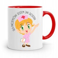 Kubek Czerwony Dla Pielęgniarki Jestem Jak Siostra Z Nadrukiem Ze Zdjęciem