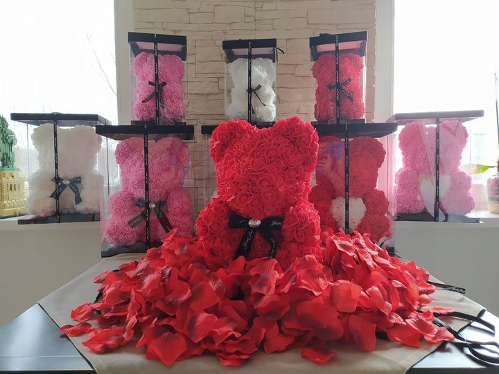 CZERWONY MIŚ Z BIAŁYM SERCEM 40cm + PŁATKI + BOX zdjęcie 8