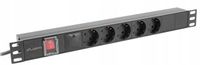 Listwa zasilająca Lanberg Rack PDU 19" 1U 10A 5X schuko 2m czarna C14