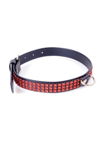 fetish b   series collar with crystals 2 cm red line na Arena.pl