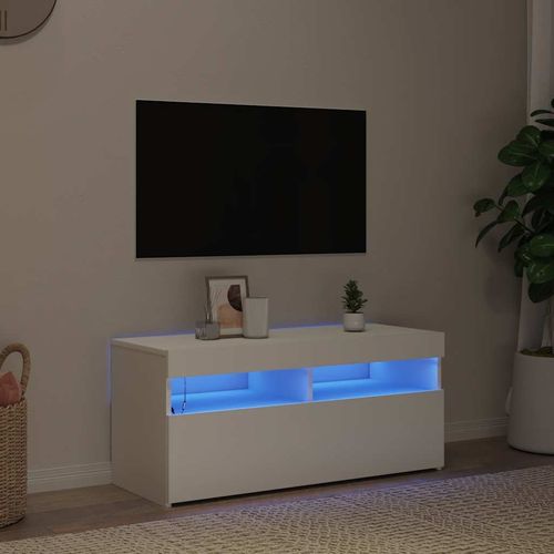 Szafka pod TV z oświetleniem LED, biała, 90x35x40 cm na Arena.pl