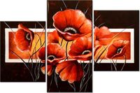 60 90CM OBRAZ 3 ELEM MOC MAKÓW ŚCIENNY DRUK PŁÓTNO