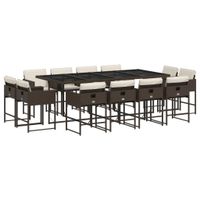 13-cz. zestaw mebli do ogrodu, poduszki, brązowy, rattan PE