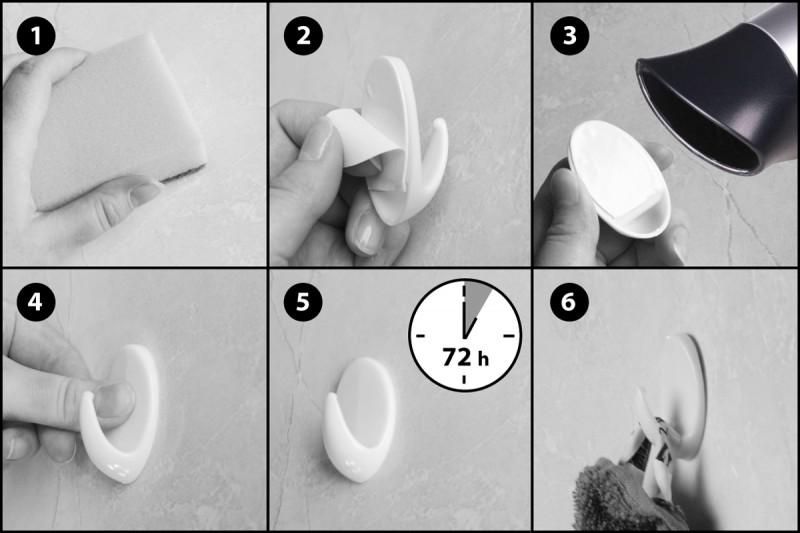 Wieszak samoprzylepny biały 5 szt - Yoka zdjęcie 8