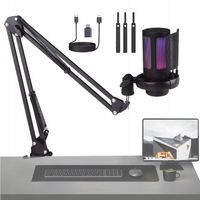 USB MIKROFON Z UCHWYTEM WSPORNIKOWYM EFEKTY ŚWIETLNE RGB