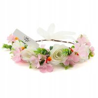 WIANEK na głowę kwiaty BOHO ślub panieński uniwersalny jasny różowy