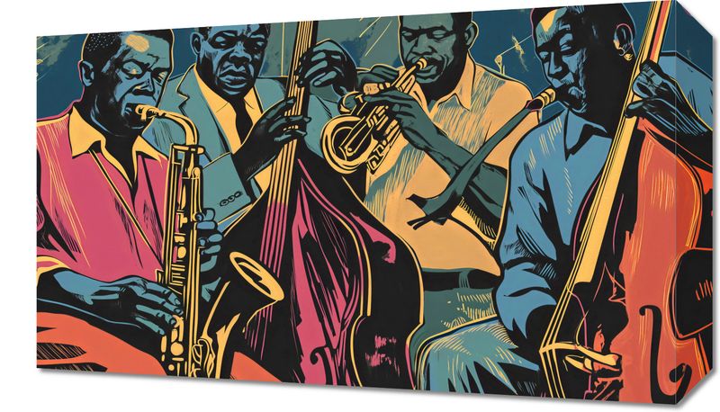 Obraz 50x30cm Jazzmani w Gazie zdjęcie 1