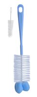 Szczotka do butelek i smoczków z gąbką i mini szczoteczką - Niebieska
