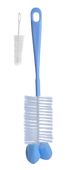 Szczotka do butelek i smoczków z gąbką i mini szczoteczką - Niebieska