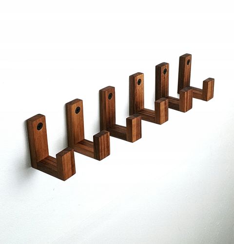 Drewniany Haczyk na Ubrania Garderoby Ścienny na Torebki Naturalny Orzech na Arena.pl