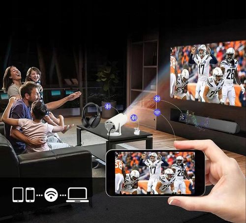 PROJEKTOR RZUTNIK LED ANDROID OBROTOWY 4K TV WIFI GŁOŚNIK BLUETOOTH HD 2025 na Arena.pl