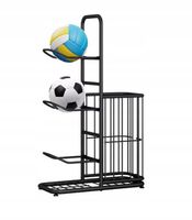 STOJAK NA PIŁKI NA 3 szt Z KOSZEM - piłka nożna, piłka do siatki,