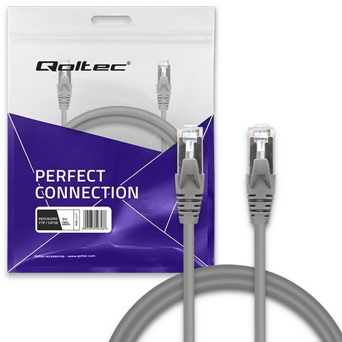 Qoltec Kabel Patchcord FTP CAT5e 2xRJ-45 3m High speed Gold Ekranowany na Arena.pl