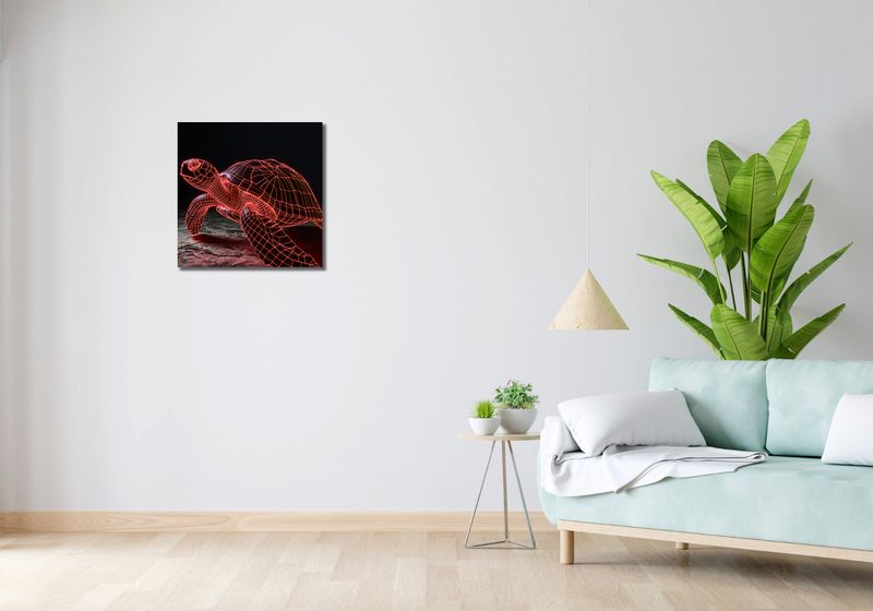 Obraz 50x50cm Neonowy Żółw zdjęcie 2