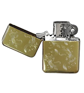 Złota Zapalniczka Benzynowa z Motywem Roślin w Metalowym Opakowaniu zdjęcie 1