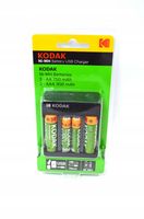Ładowarka KODAK USB 2xAA 2xAAA + Akumulatorki 2x AA 750mAh + 2x AAA 300mAh