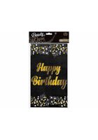 OBRUS FOLIOWY CZARNY HAPPY BIRTHDAY 137X183CM GODAN