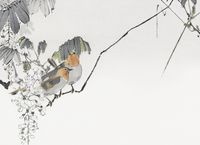 Plakat 18x13cm Two Sparrows, Seitei Japoński Vintage