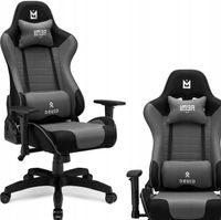 Materiałowy fotel gamingowy biurowy krzesło gracza czarny - Tkanina