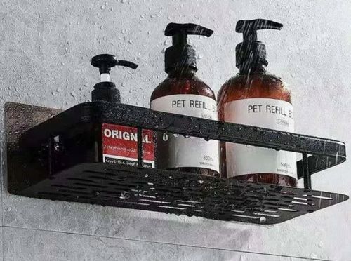 ZESTAW 2 SZT PÓŁKA ŁAZIENKOWA WISZĄCA METALOWA SAMOPRZYLEPNA CZARNA LOFT na Arena.pl