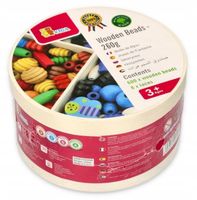 DUŻY ZESTAW 600SZT DREWNIANE KORALIKI DLA DZIECI 3+ DO NAWLEKANIA BIŻUTERIA