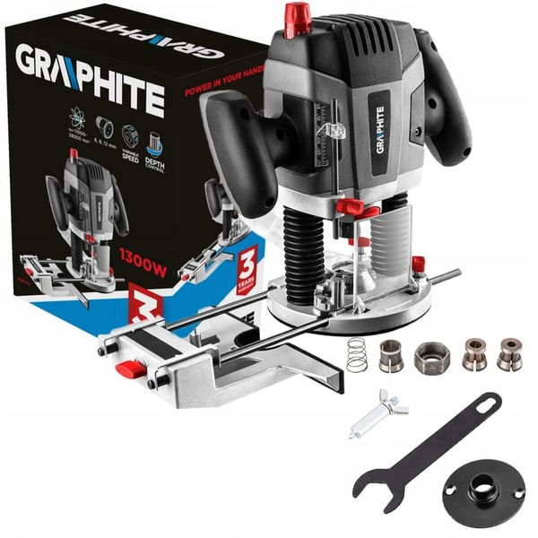 GRAPHITE FREZARKA GÓRNOWRZECIONOWA DO DREWNA 1300W UCHWYT 6, 8, 12mm 59G717 zdjęcie 1