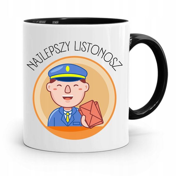 Kubek Czarny Dla Listonosza Najlepszy Listonosz Z Nadrukiem Ze Zdjęciem zdjęcie 1