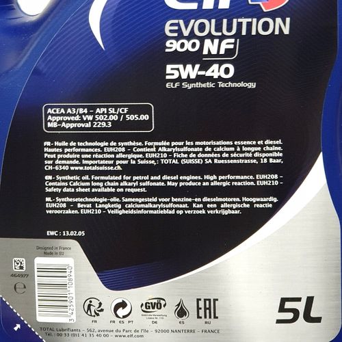 OLEJ SILNIKOWY ELF 5W40 EVOLUTION 900 NF 5L na Arena.pl