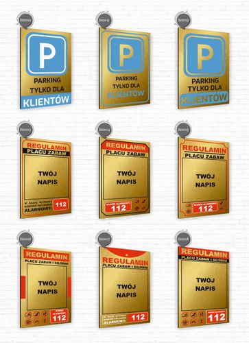 Tabliczka znak informacyjny 40x30 Złota PARKING DLA PREZESA Nierdzewna na Arena.pl