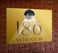 TABLICZKA ADRESOWA oświetlona lampka led numer domu DIBOND ZŁOTA nierdzewna