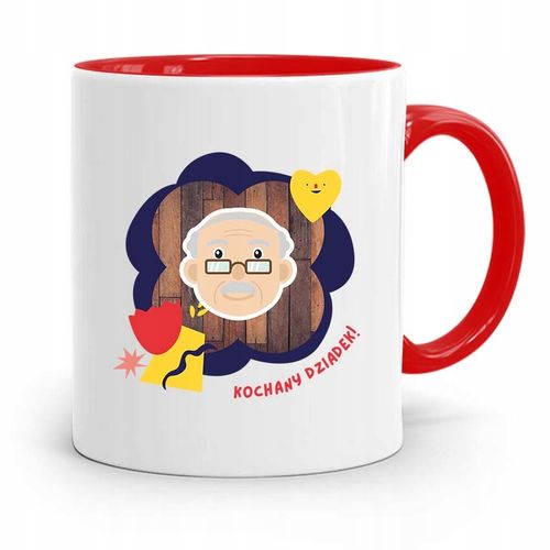 Kubek Czerwony Na Dzień Dziadka Kochany Dziadek Z Nadrukiem Ze Zdjęciem na Arena.pl