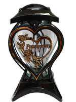 Znicz szklany kapliczka czarna z złotym sercem